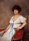 Seated Canvas Paintings - Portrait Of A Seated Lady